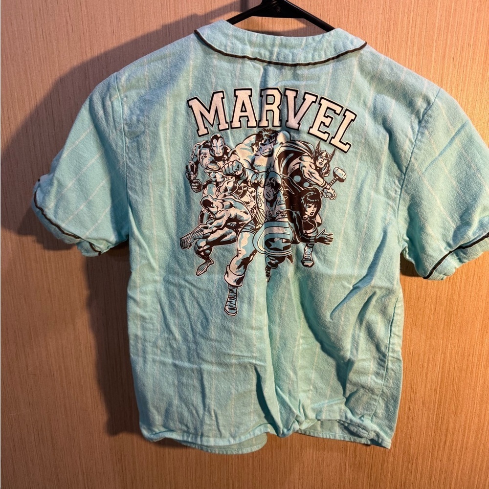 Marvel Kids Light Blue Baseball Jersey Size 6 - Picture 4 of 4